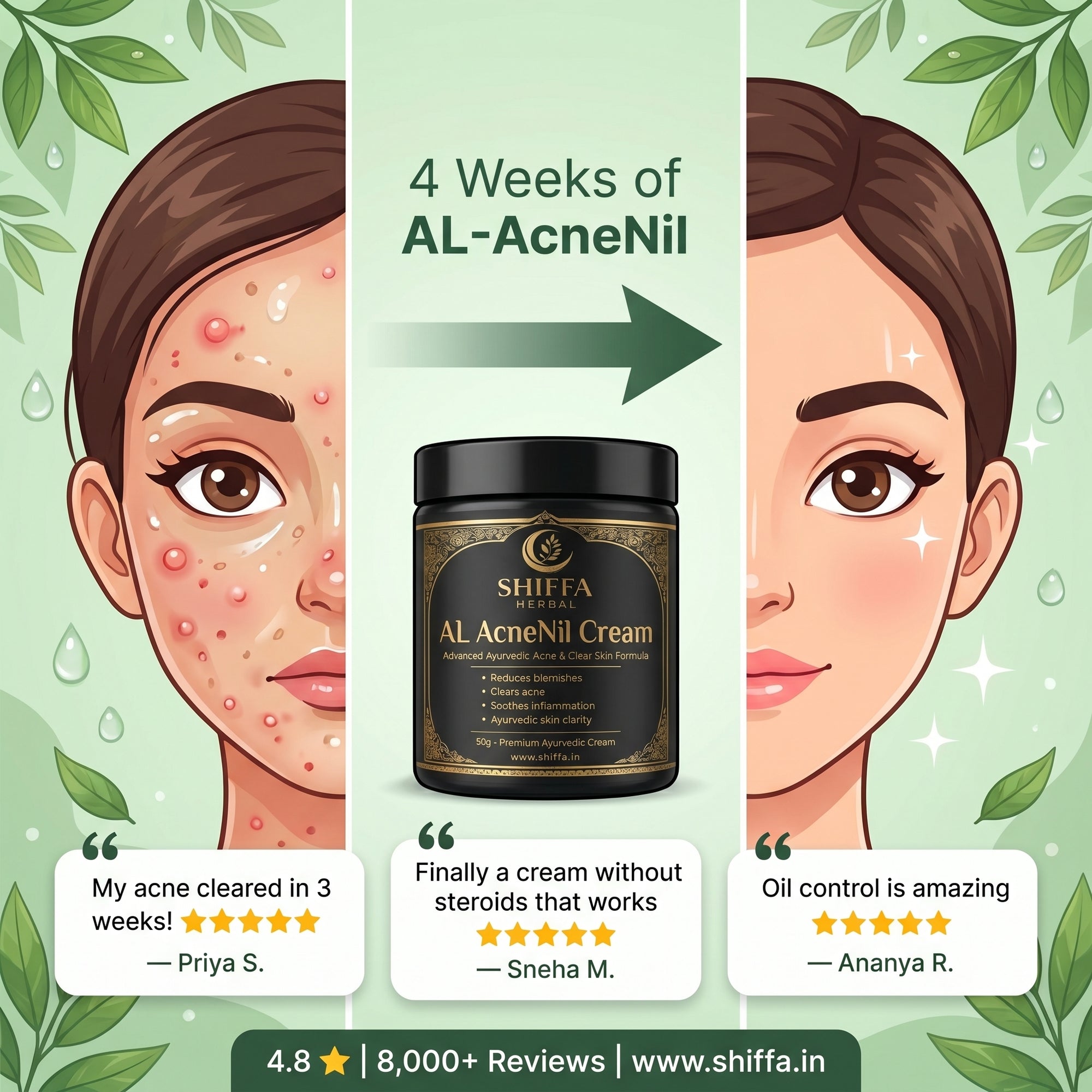Shiffa Herbal AL-AcneNil – Herbal Anti-Acne & Oil Control Cream