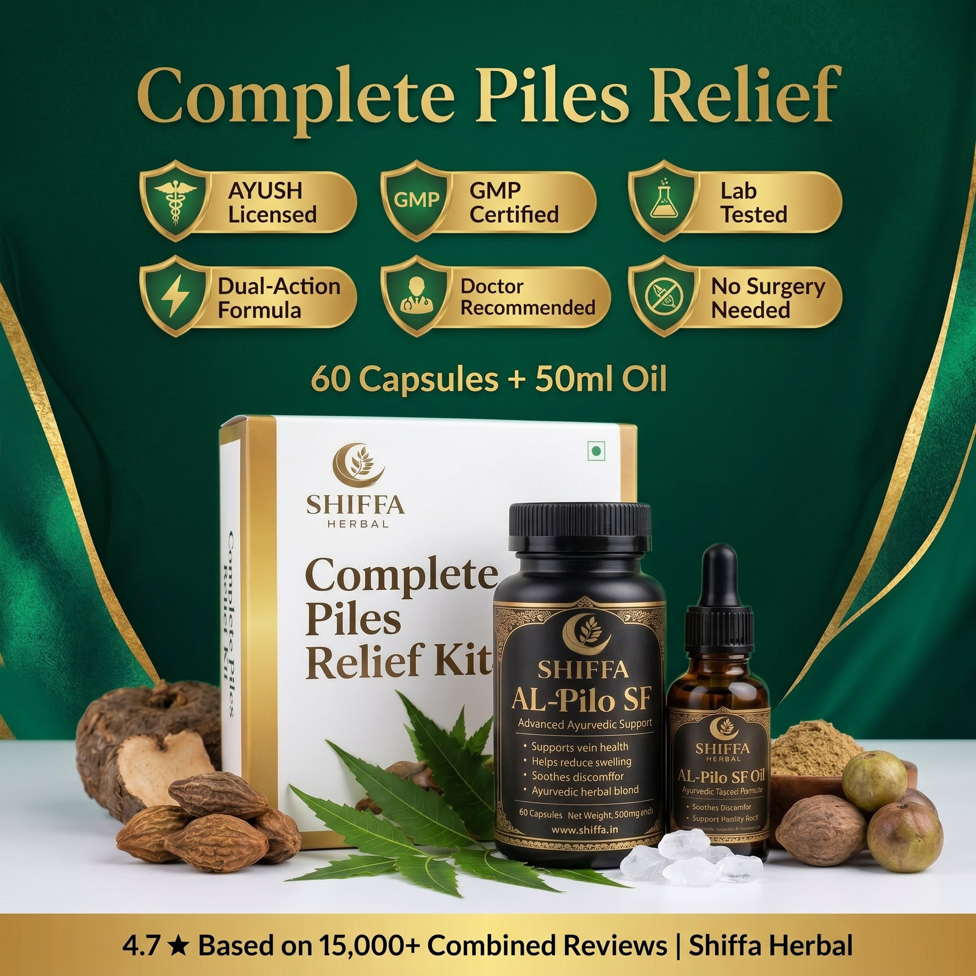 Shiffa herbal | AL-Pilo SF | Piles Relief Combo Kit (Complete AL-Pilo SF )