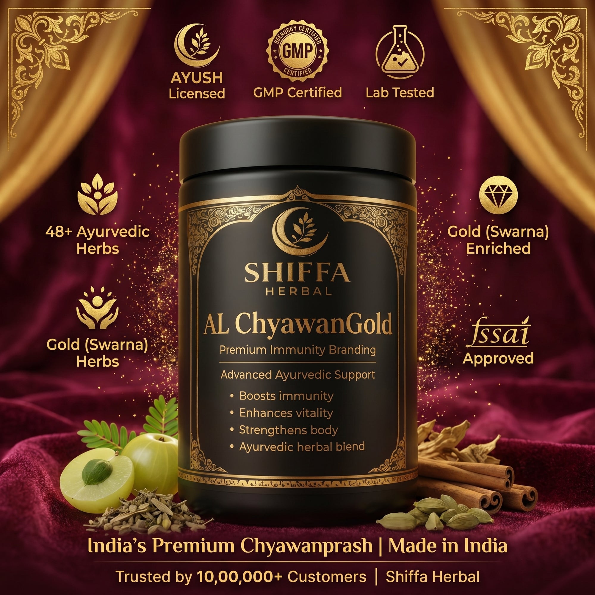 Shiffa Herbal AL-ChyawanGold – Premium Chyawanprash with Gold Extract