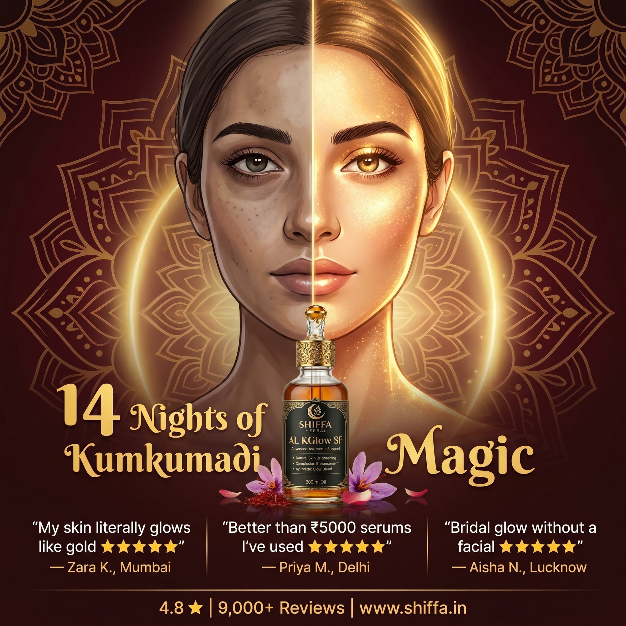 Shiffa Herbal AL-Kumkumadi Radiance Oil – Premium Kumkumadi Face Glow Oil