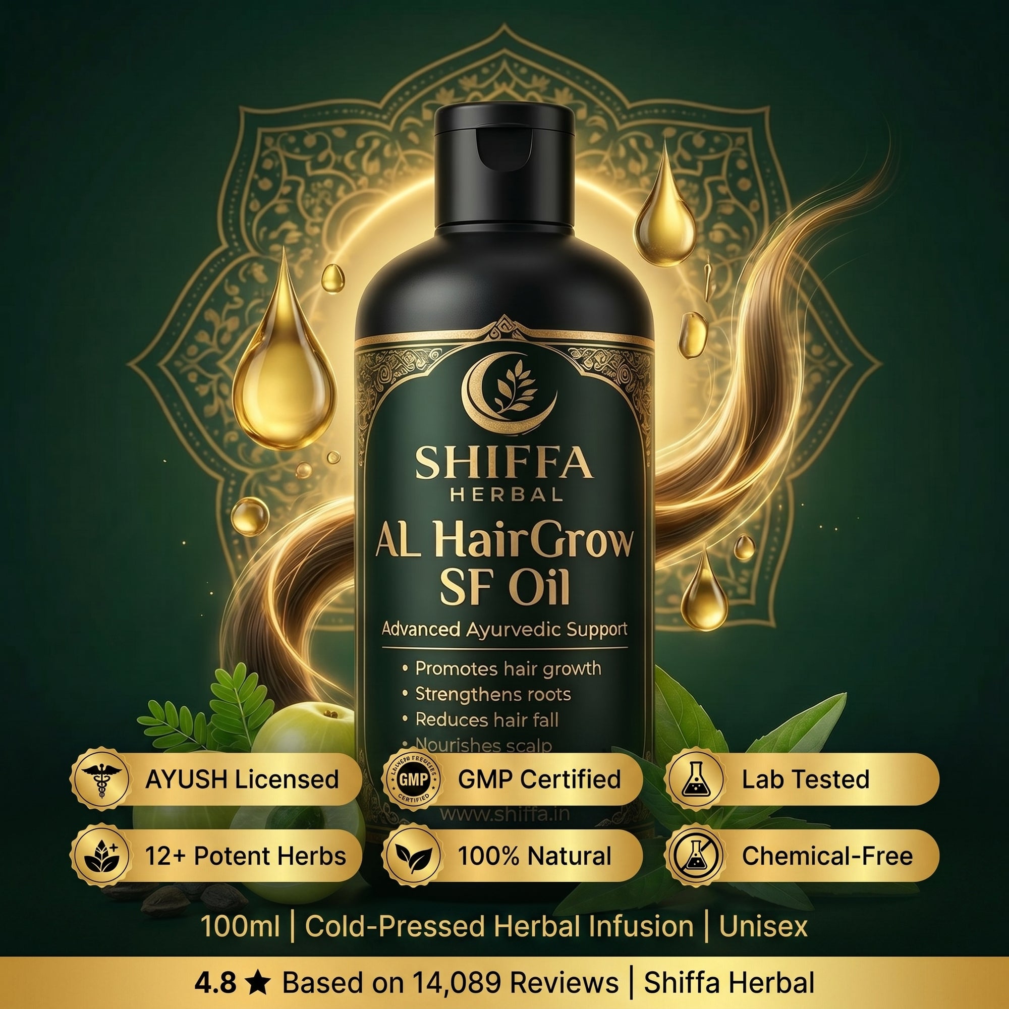 Shiffa Herbal AL-HairGrow SF Oil – Clinically Inspired Ayurvedic Hair Regrowth Oil