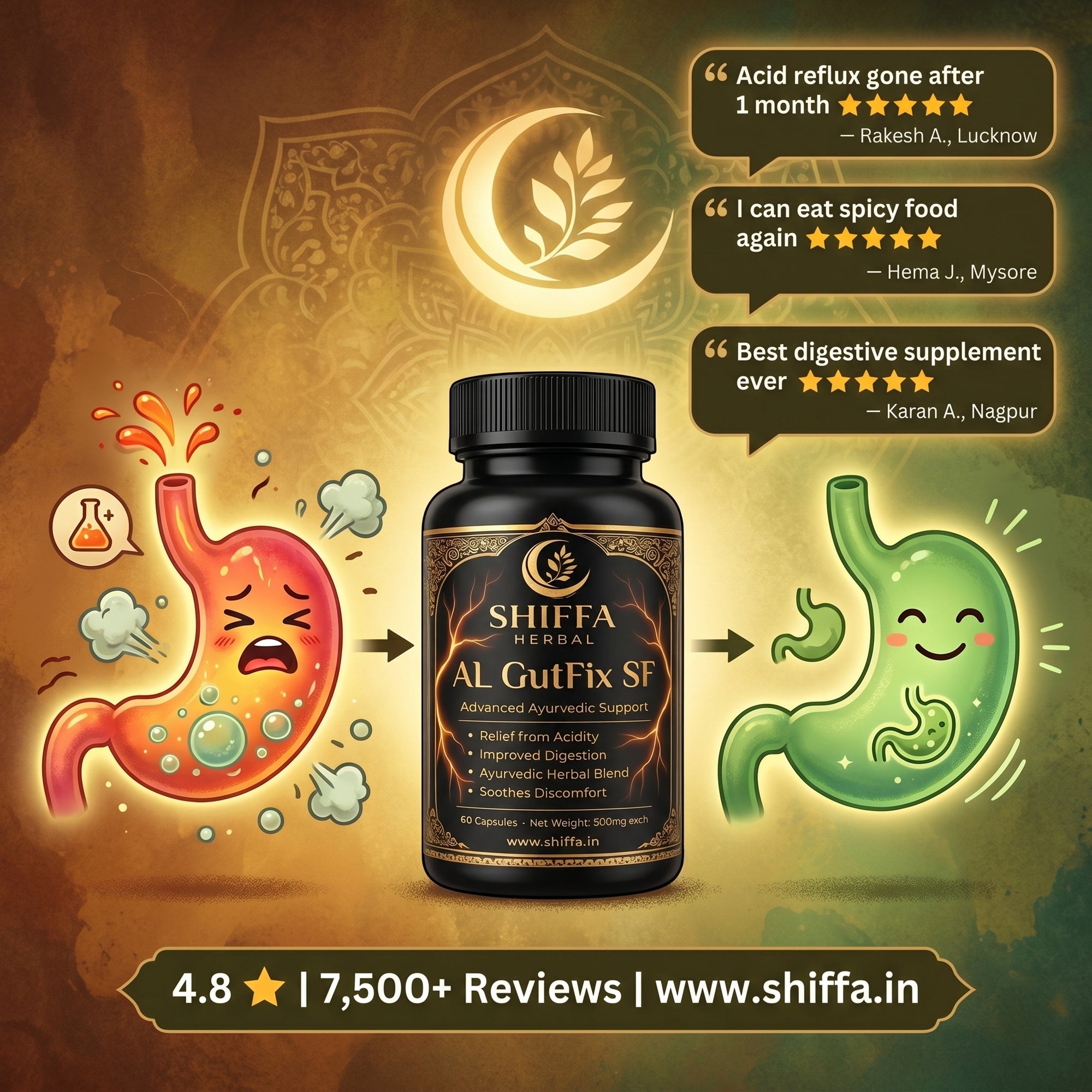 Shiffa Herbal AL-GutFix SF – Ayurvedic Digestive Enzyme & Gut Balance Formula