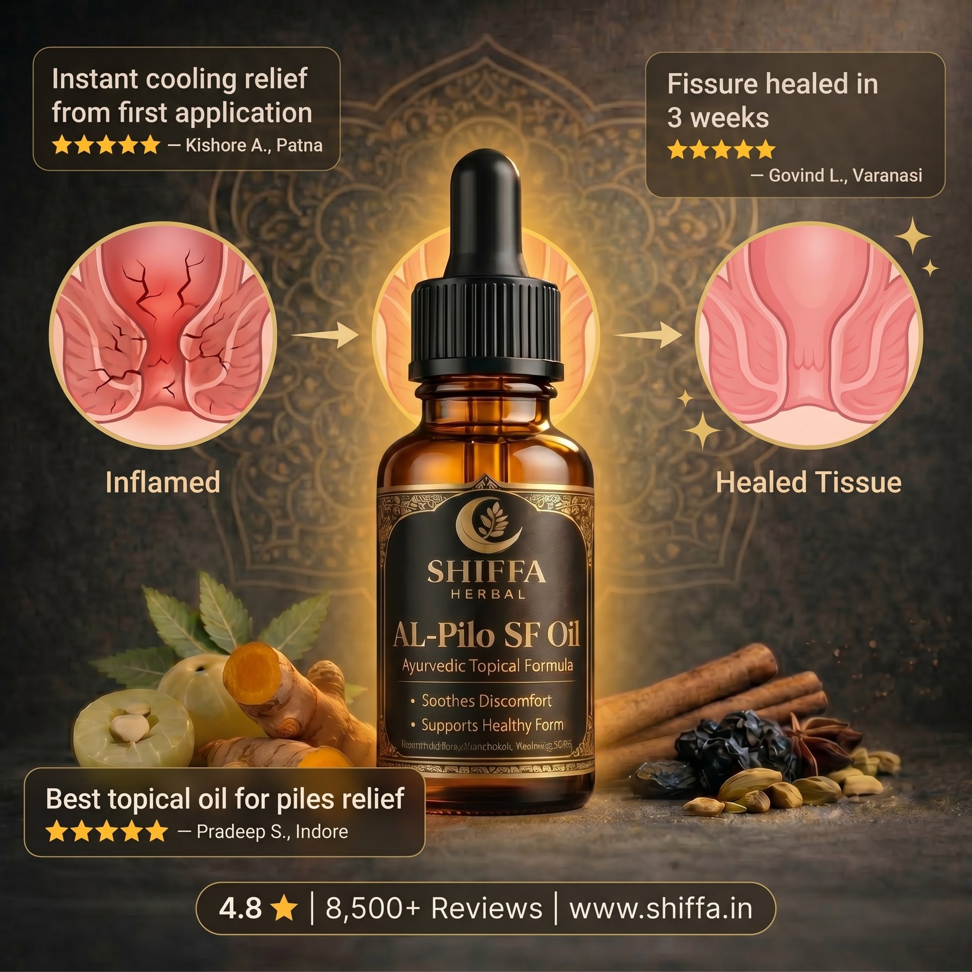 Shiffa Herbal AL- PIlo SF Oil – Ayurvedic Topical Piles Relif