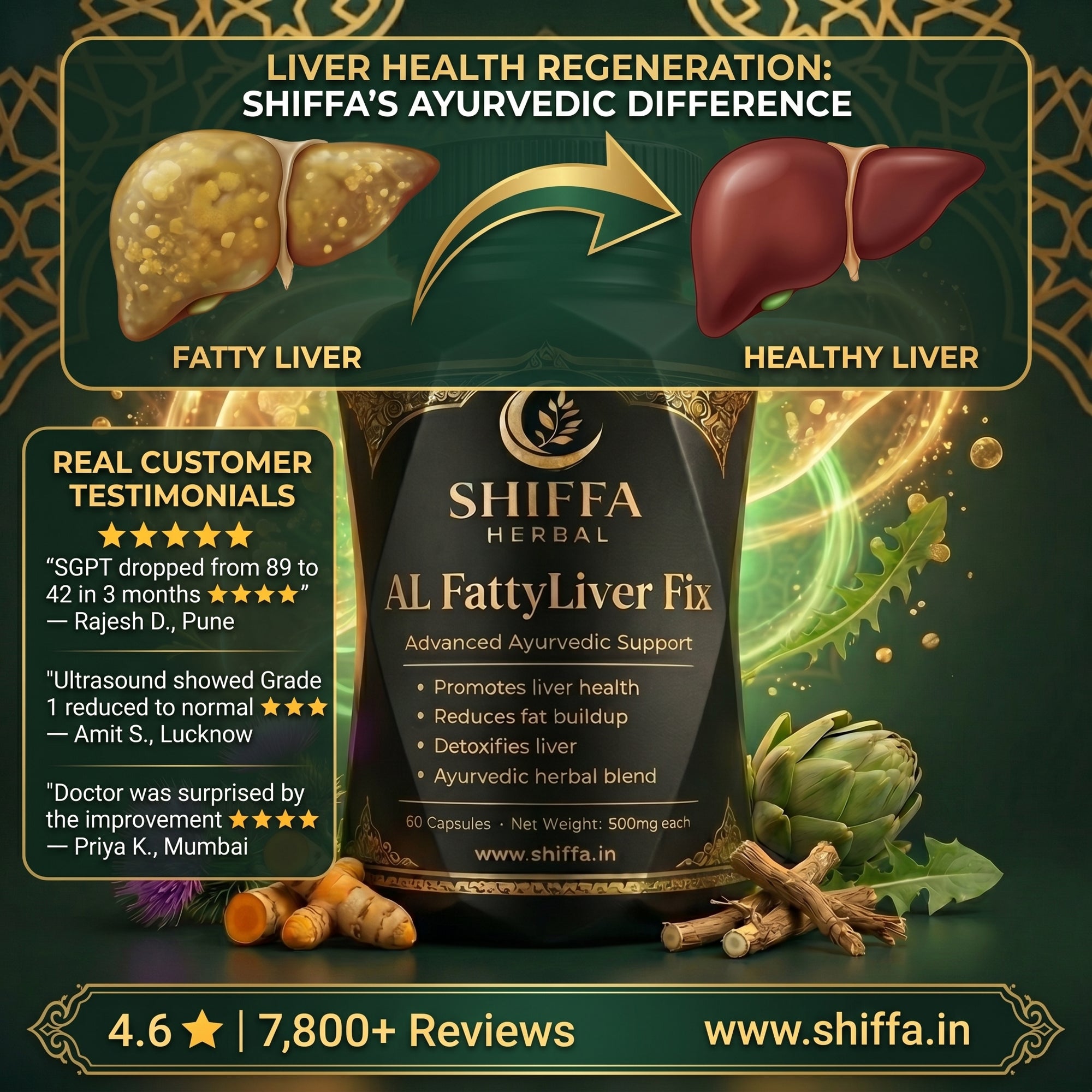 Shiffa Herbal AL-FattyLiver Fix – Herbal Fatty Liver Correction Formula