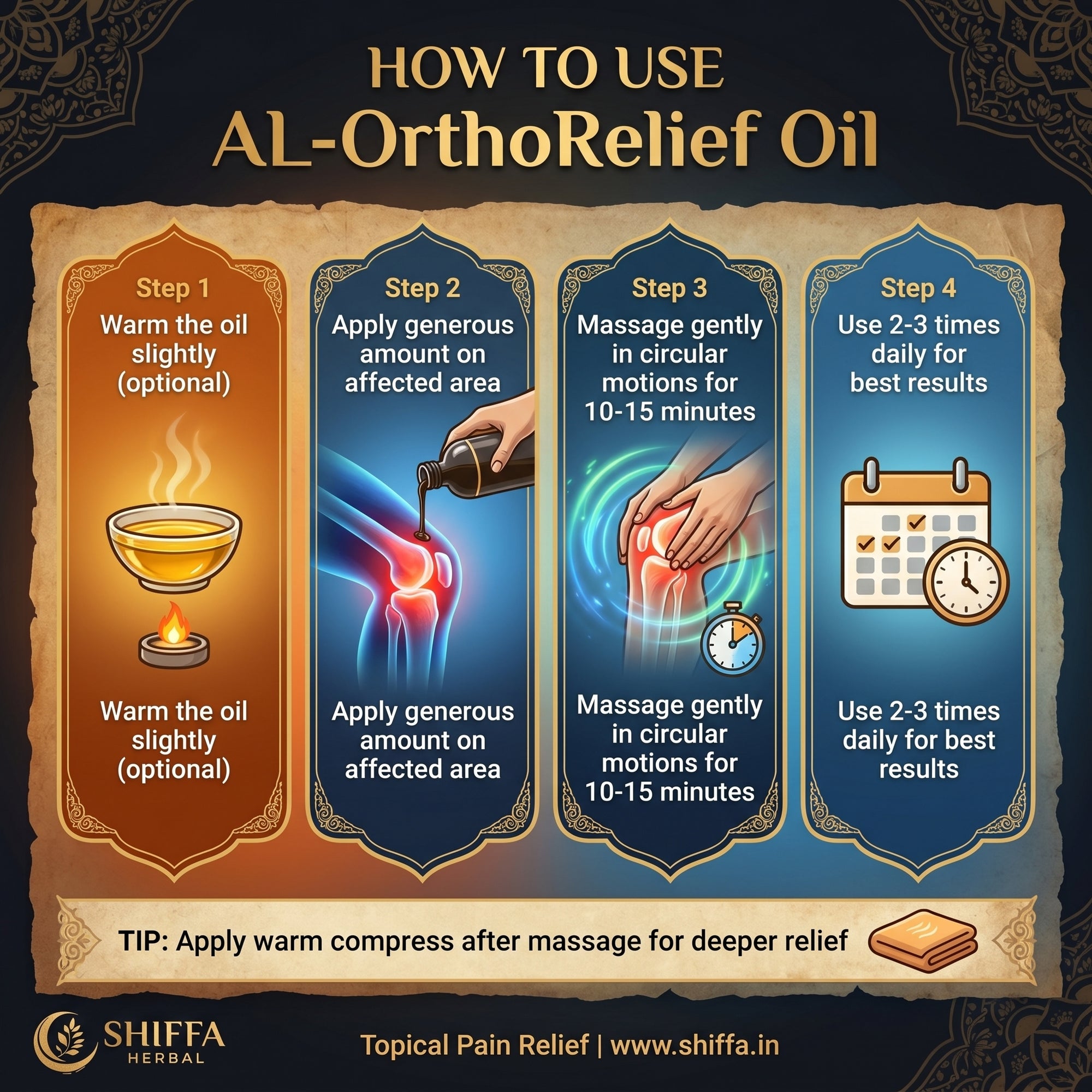 Shiffa Herbal AL-OrthoRelief Oil – Fast Acting Ayurvedic Pain Relief Oil