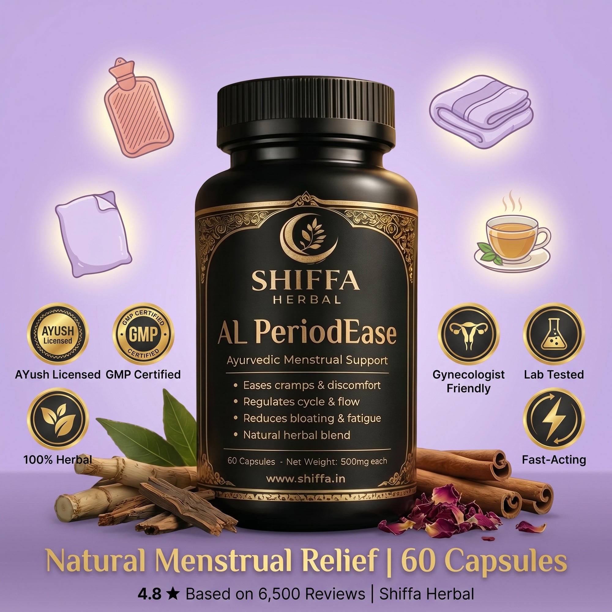 Shiffa Herbal AL-PeriodEase – Natural Menstrual Pain Relief Formula