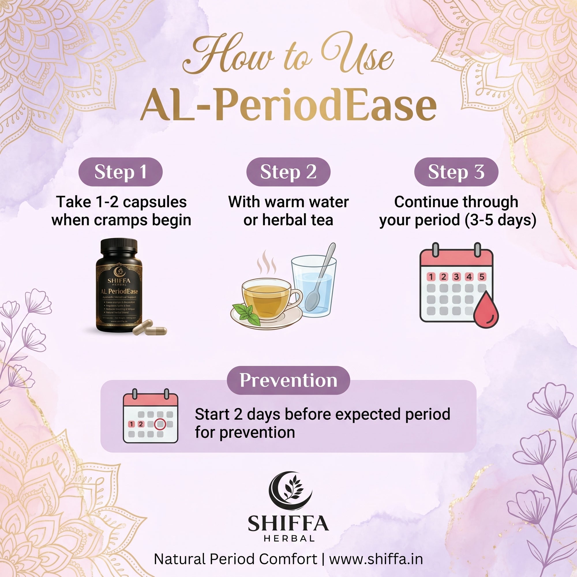 Shiffa Herbal AL-PeriodEase – Natural Menstrual Pain Relief Formula