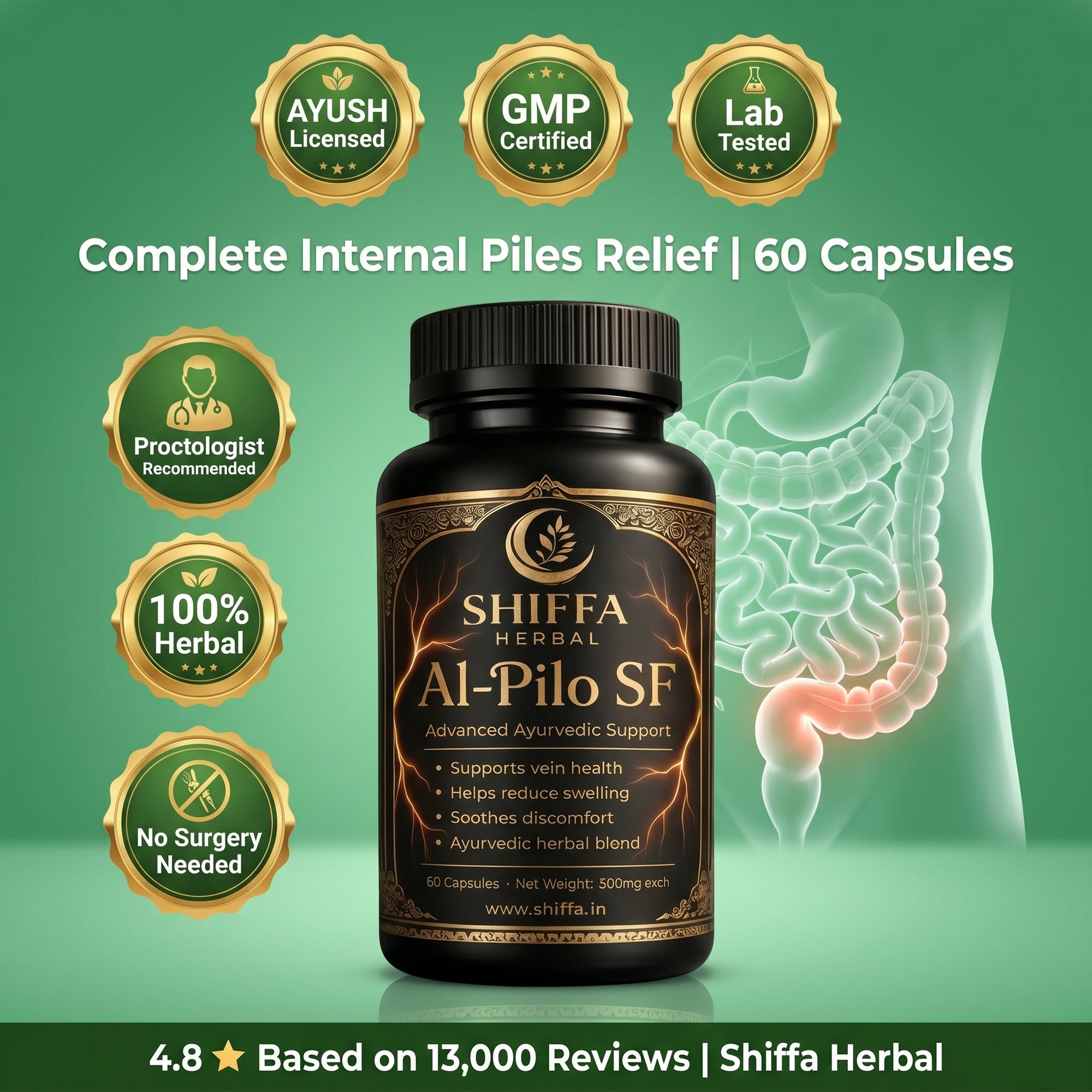 Shiffa Herbal AL-Pilo SF – Advanced Ayurvedic Piles Relief Formula