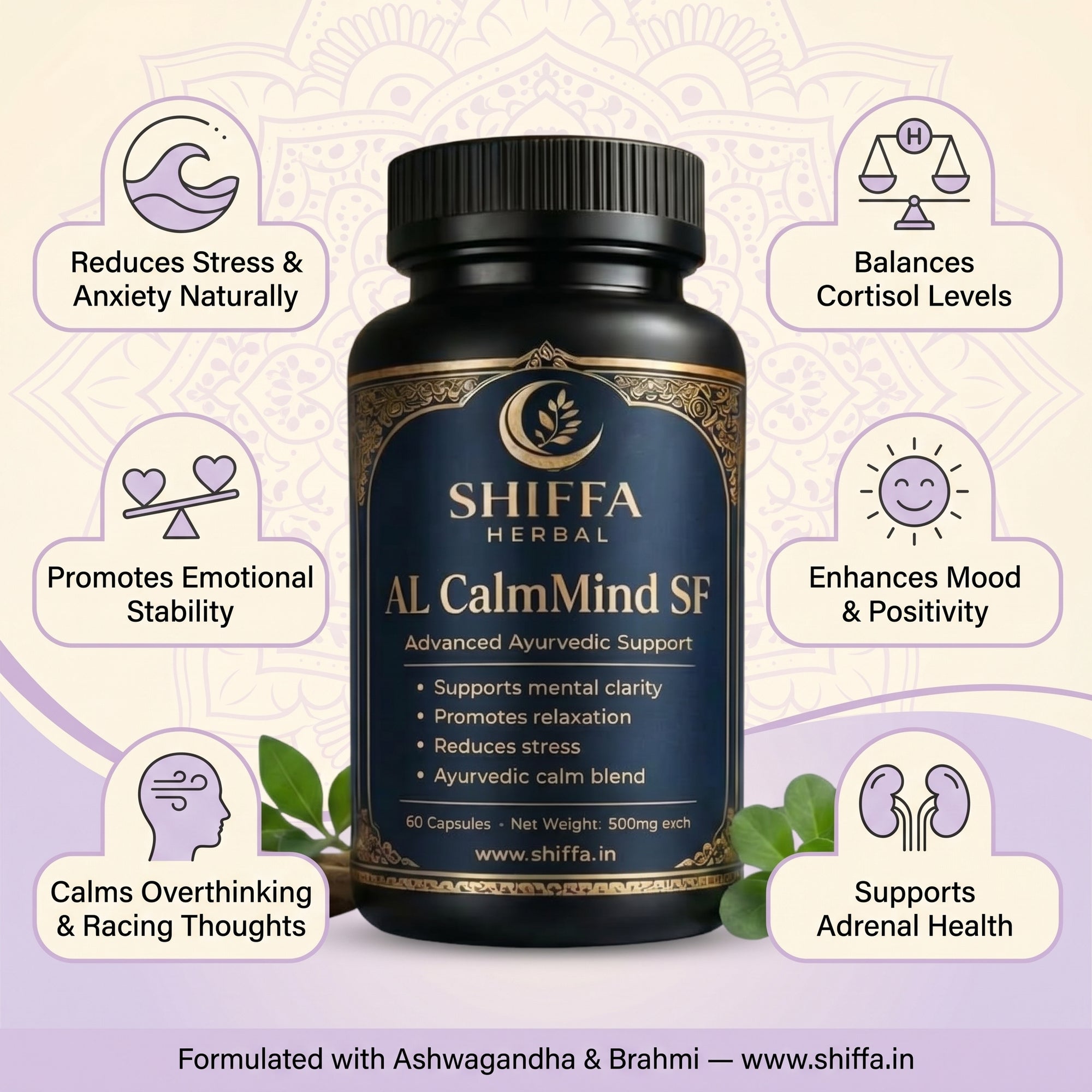Shiffa Herbal AL-CalmMind SF – Herbal Stress Relief & Cortisol Balance Formula