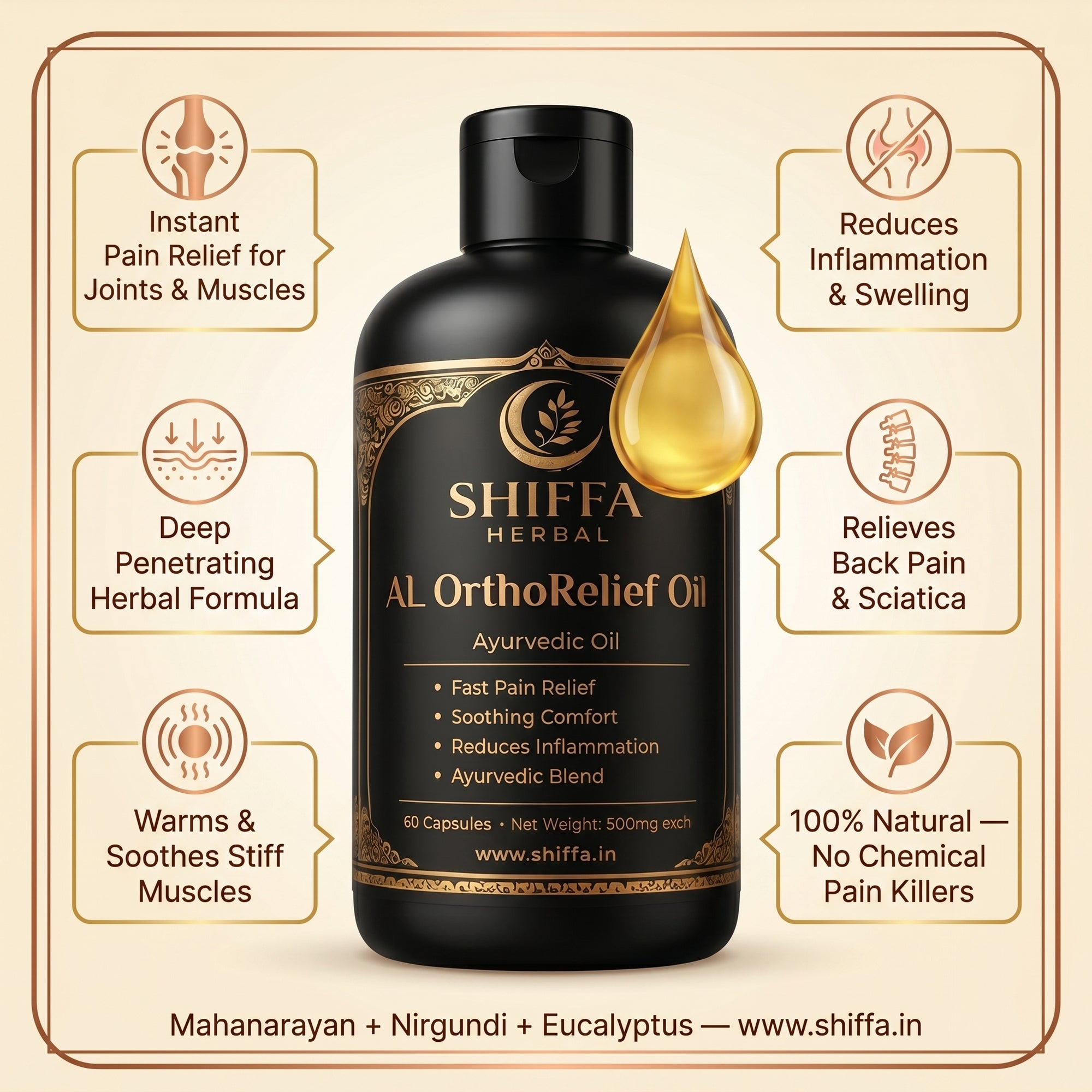 Shiffa Herbal AL-OrthoRelief Oil – Fast Acting Ayurvedic Pain Relief Oil