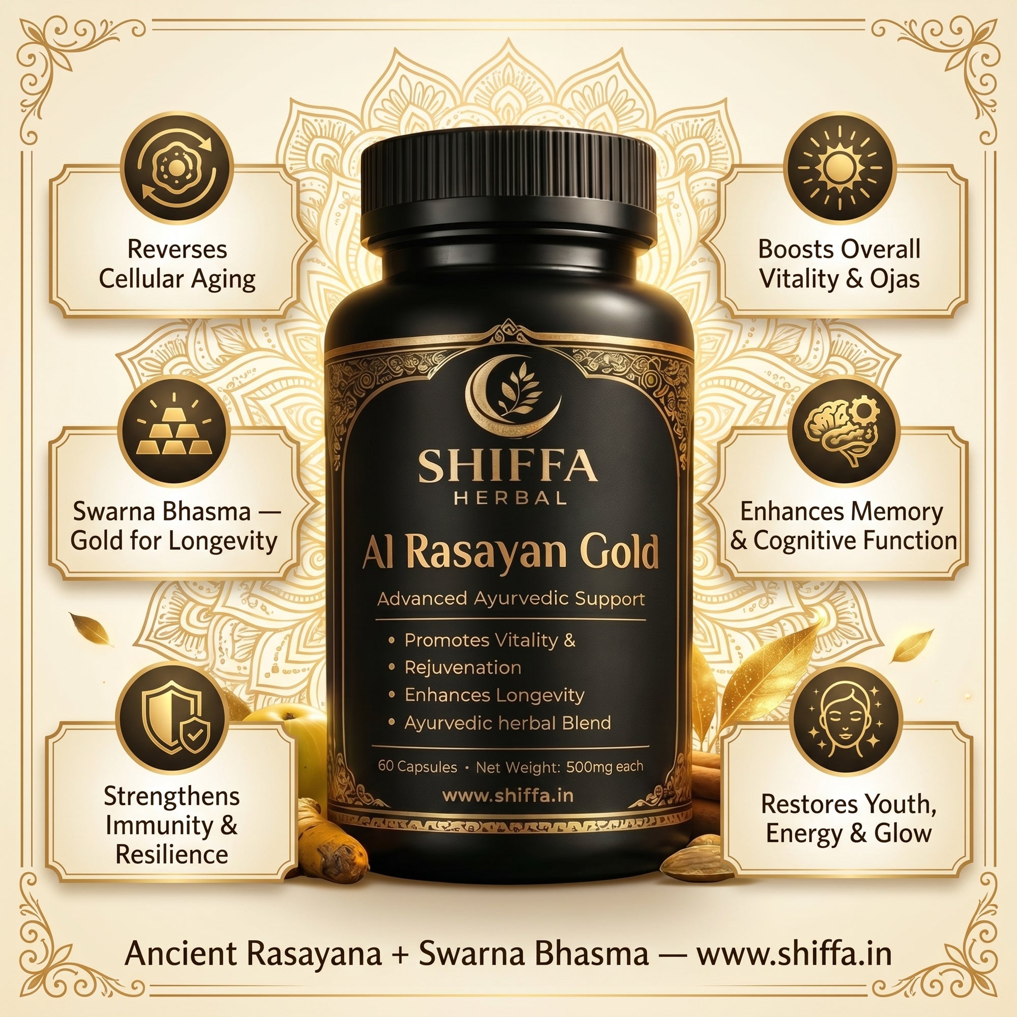 Shiffa Herbal AL-Rasayan Gold – Premium Ayurvedic Rejuvenation Formula
