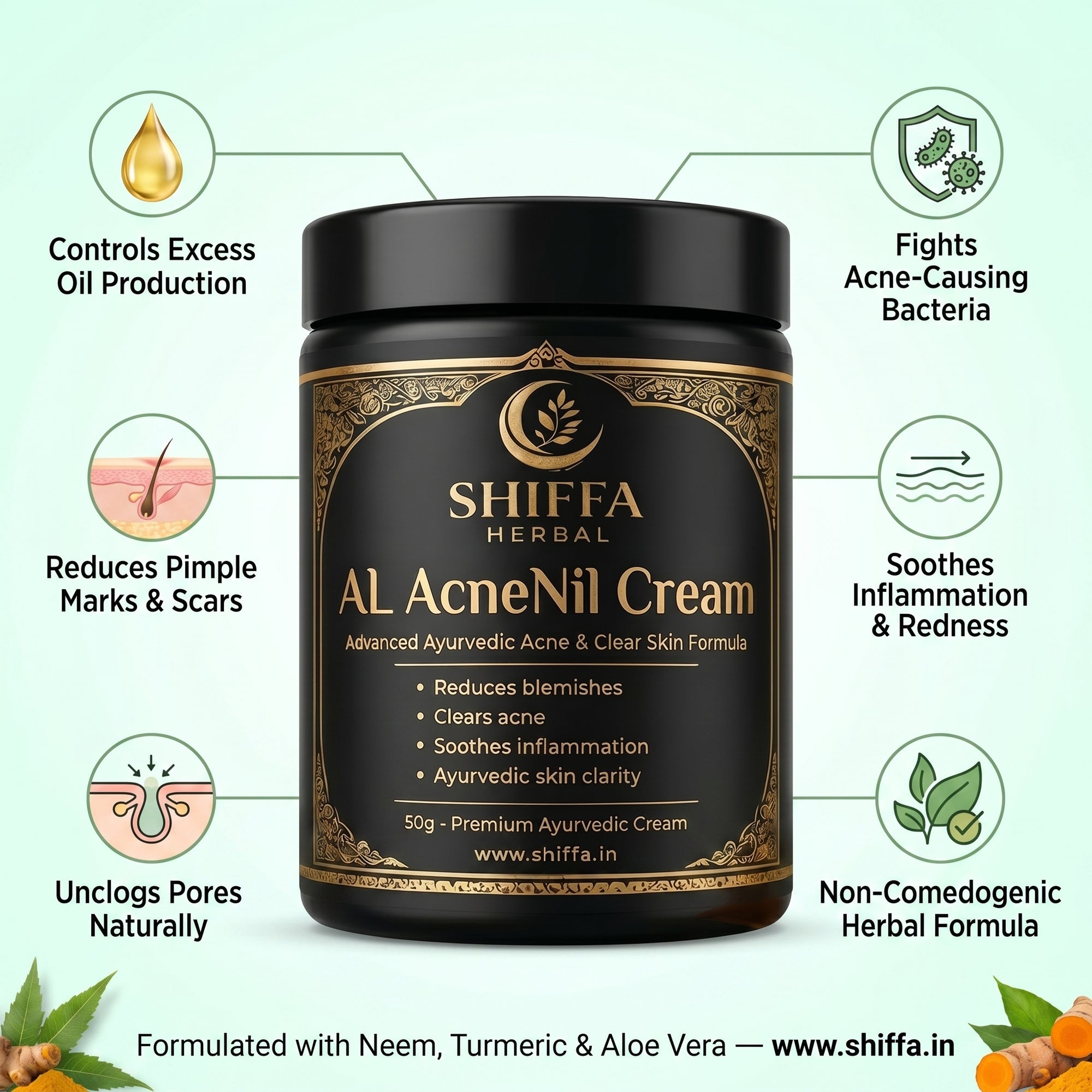 Shiffa Herbal AL-AcneNil – Herbal Anti-Acne & Oil Control Cream