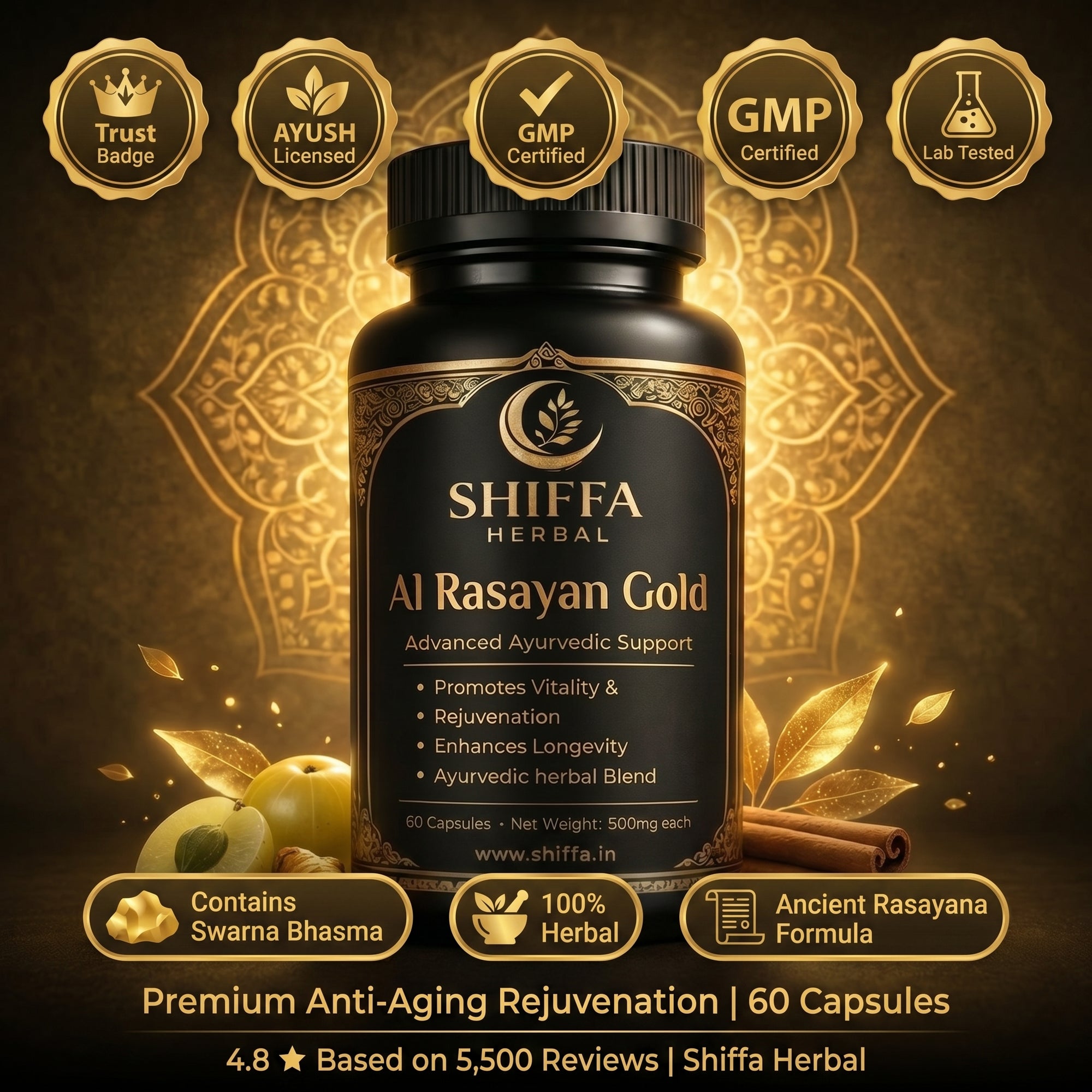 Shiffa Herbal AL-Rasayan Gold – Premium Ayurvedic Rejuvenation Formula