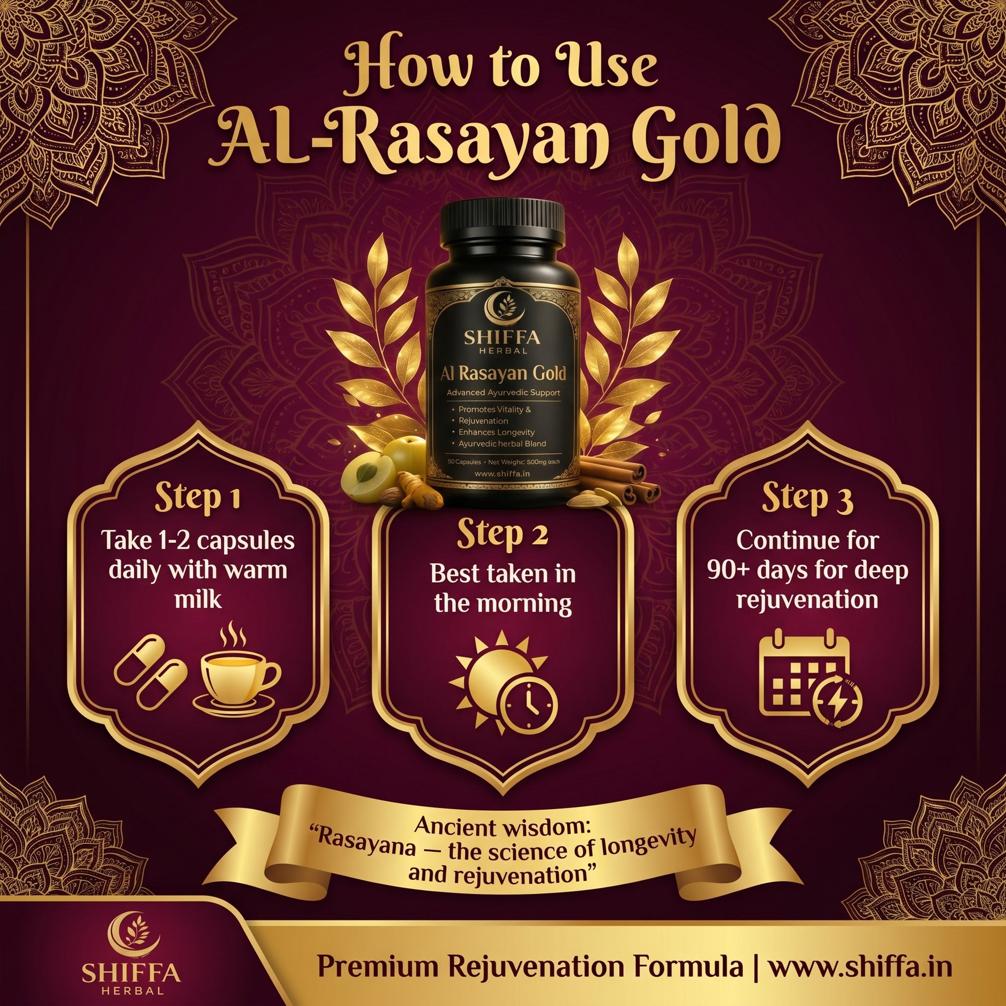 Shiffa Herbal AL-Rasayan Gold – Premium Ayurvedic Rejuvenation Formula