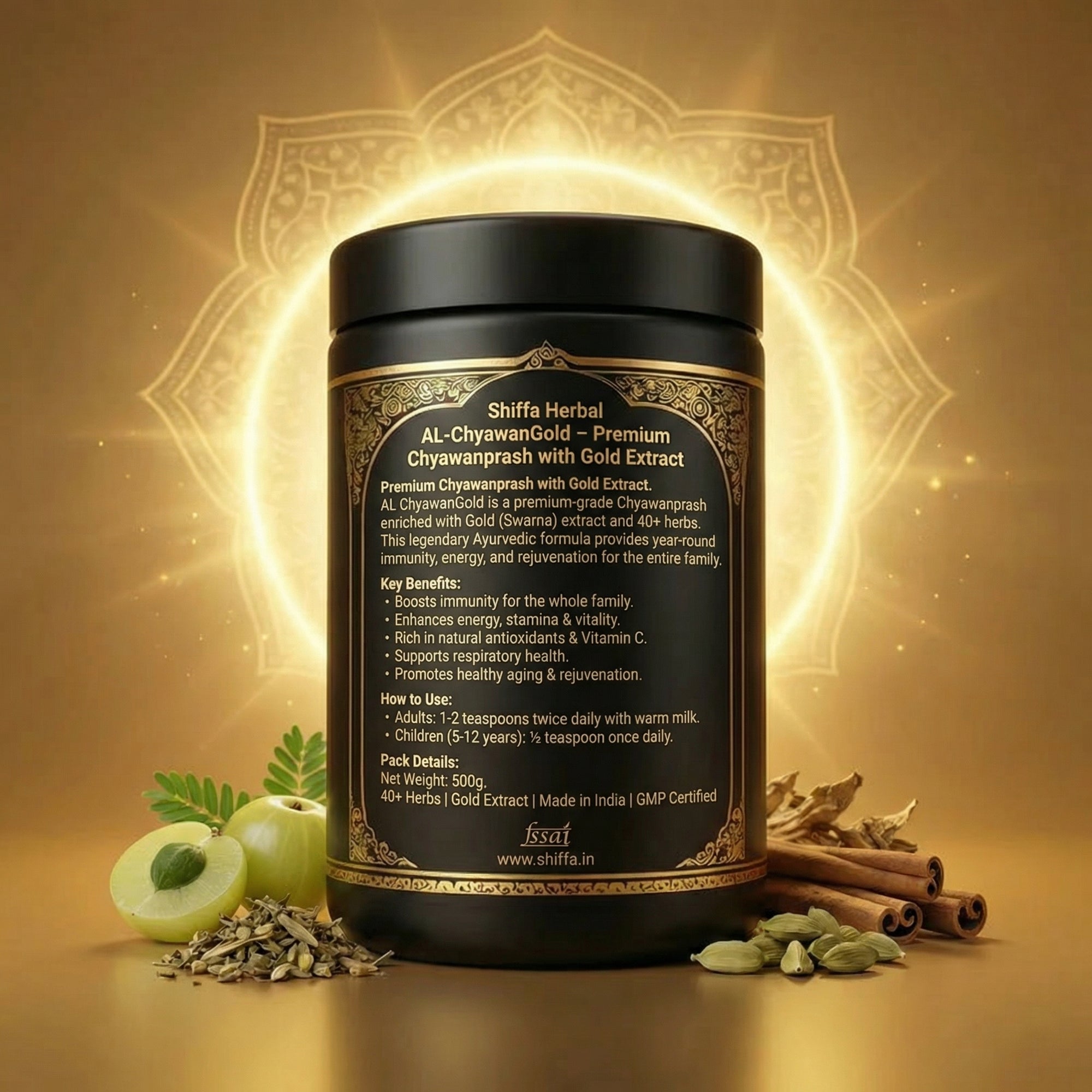 Shiffa Herbal AL-ChyawanGold – Premium Chyawanprash with Gold Extract