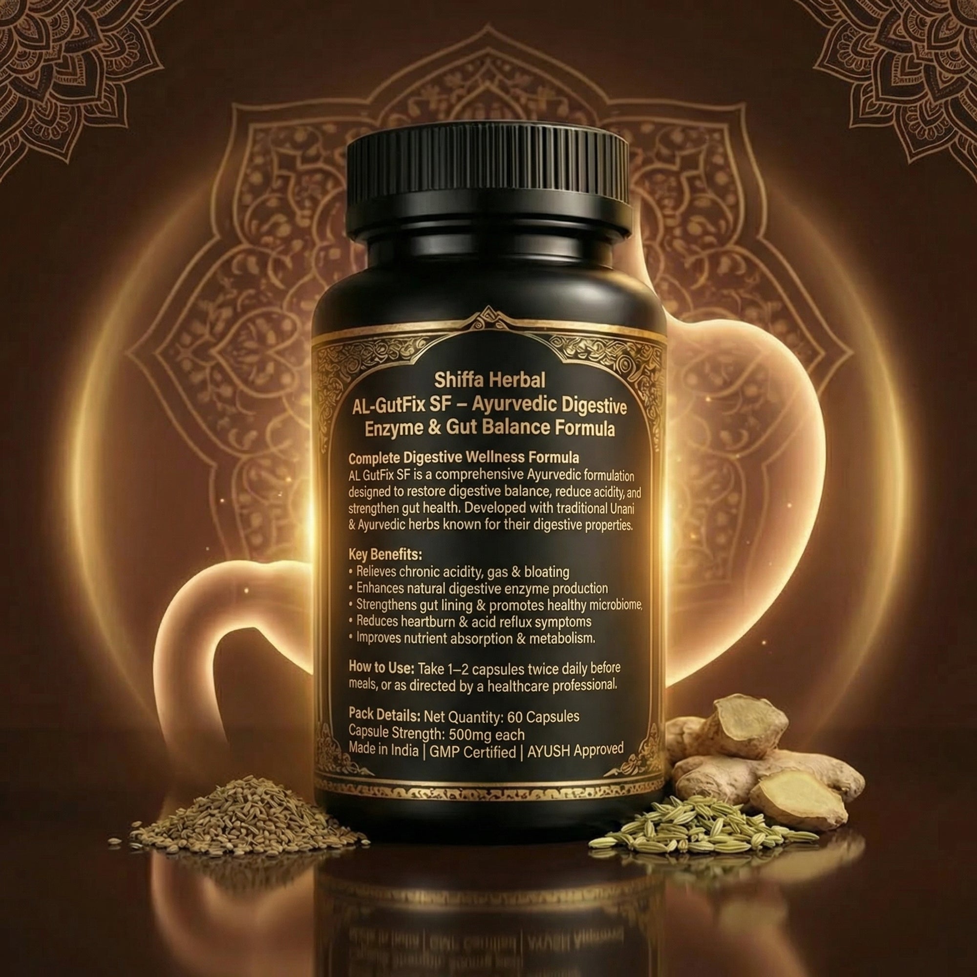 Shiffa Herbal AL-GutFix SF – Ayurvedic Digestive Enzyme & Gut Balance Formula