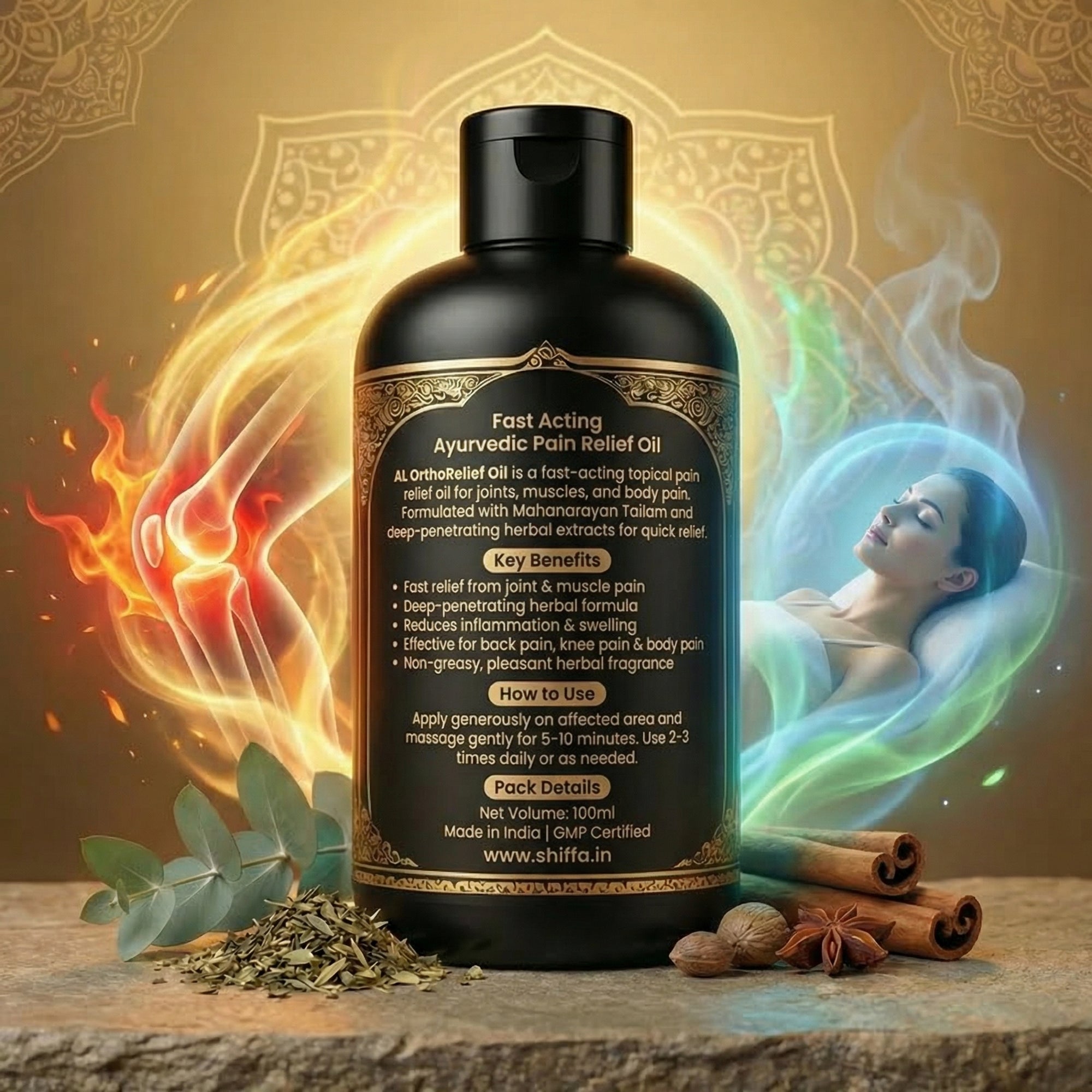 Shiffa Herbal AL-OrthoRelief Oil – Fast Acting Ayurvedic Pain Relief Oil