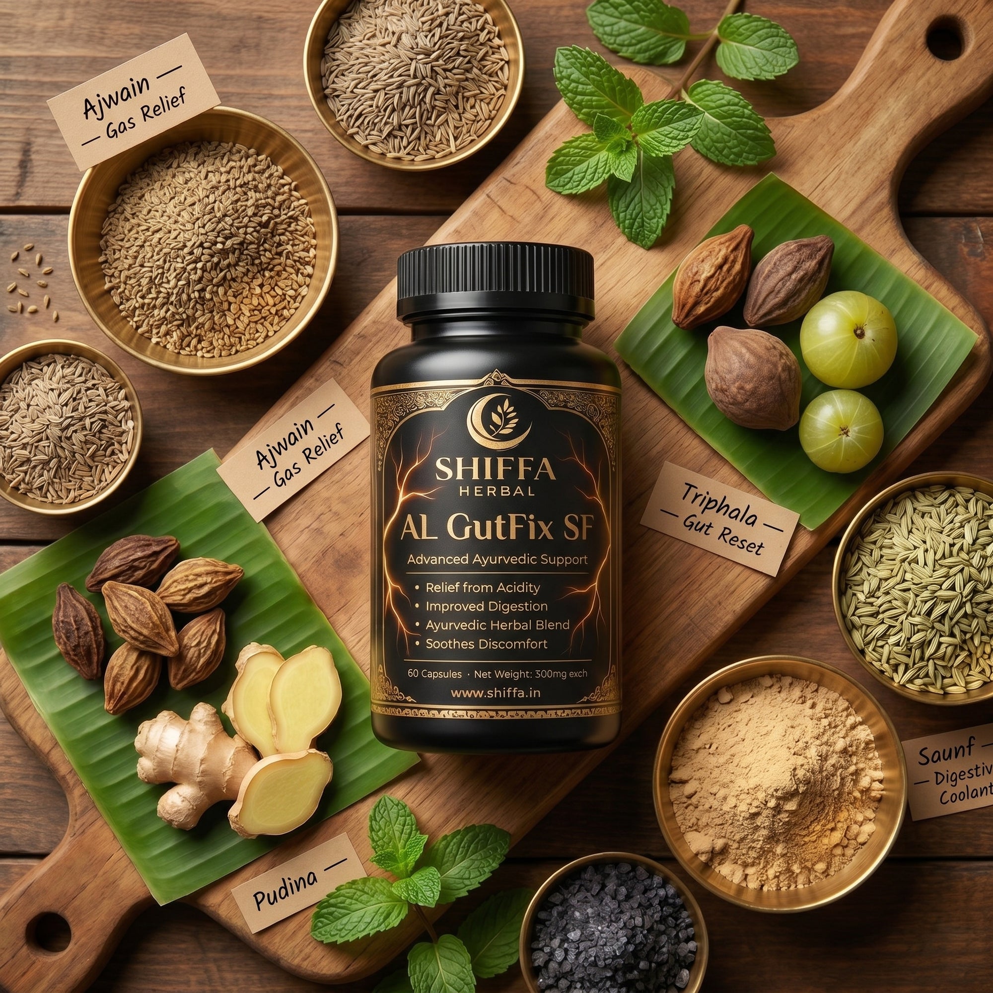 Shiffa Herbal AL-GutFix SF – Ayurvedic Digestive Enzyme & Gut Balance Formula