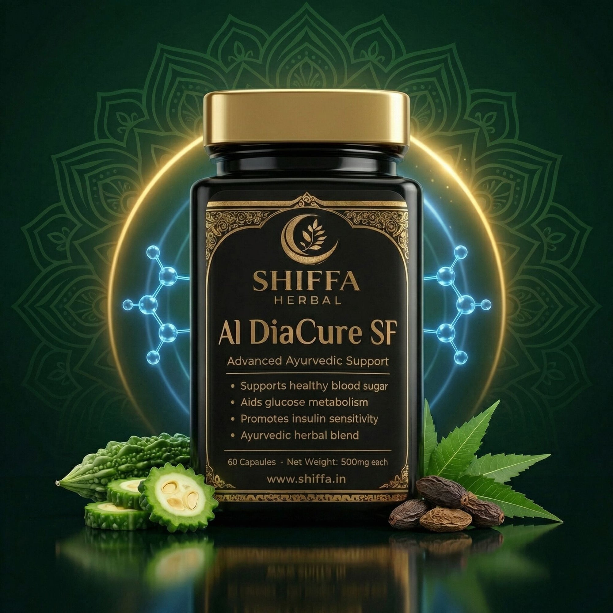 Shiffa Herbal AL DiaCure SF - Capsules for Diabetes Control | Karela & Jamun | Ayurvedic Blood Sugar Support