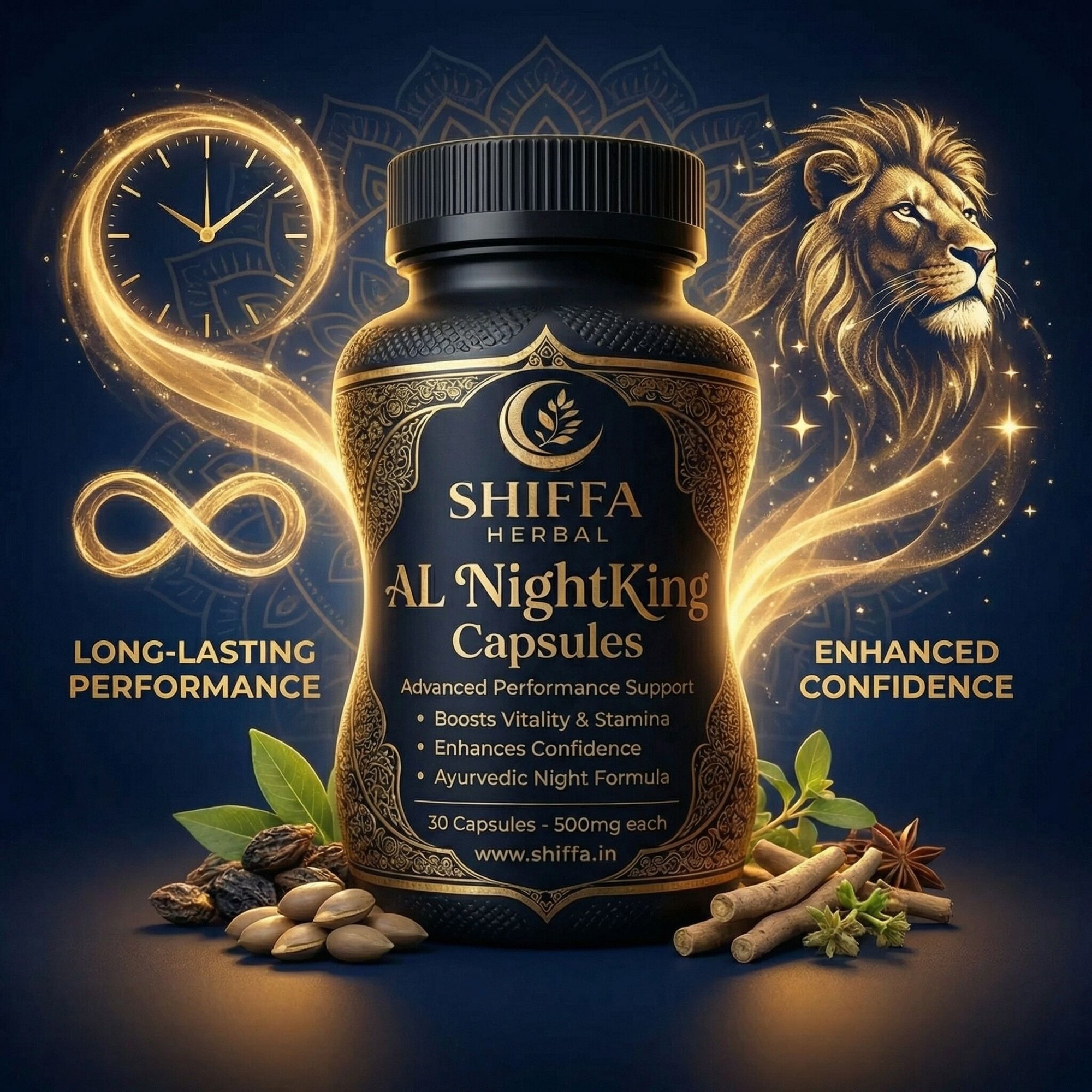 Shiffa Herbal AL NightKing - Capsules for Male Performance Enhancement | Safed Musli & Kaunch Beej | Ayurvedic Vitality